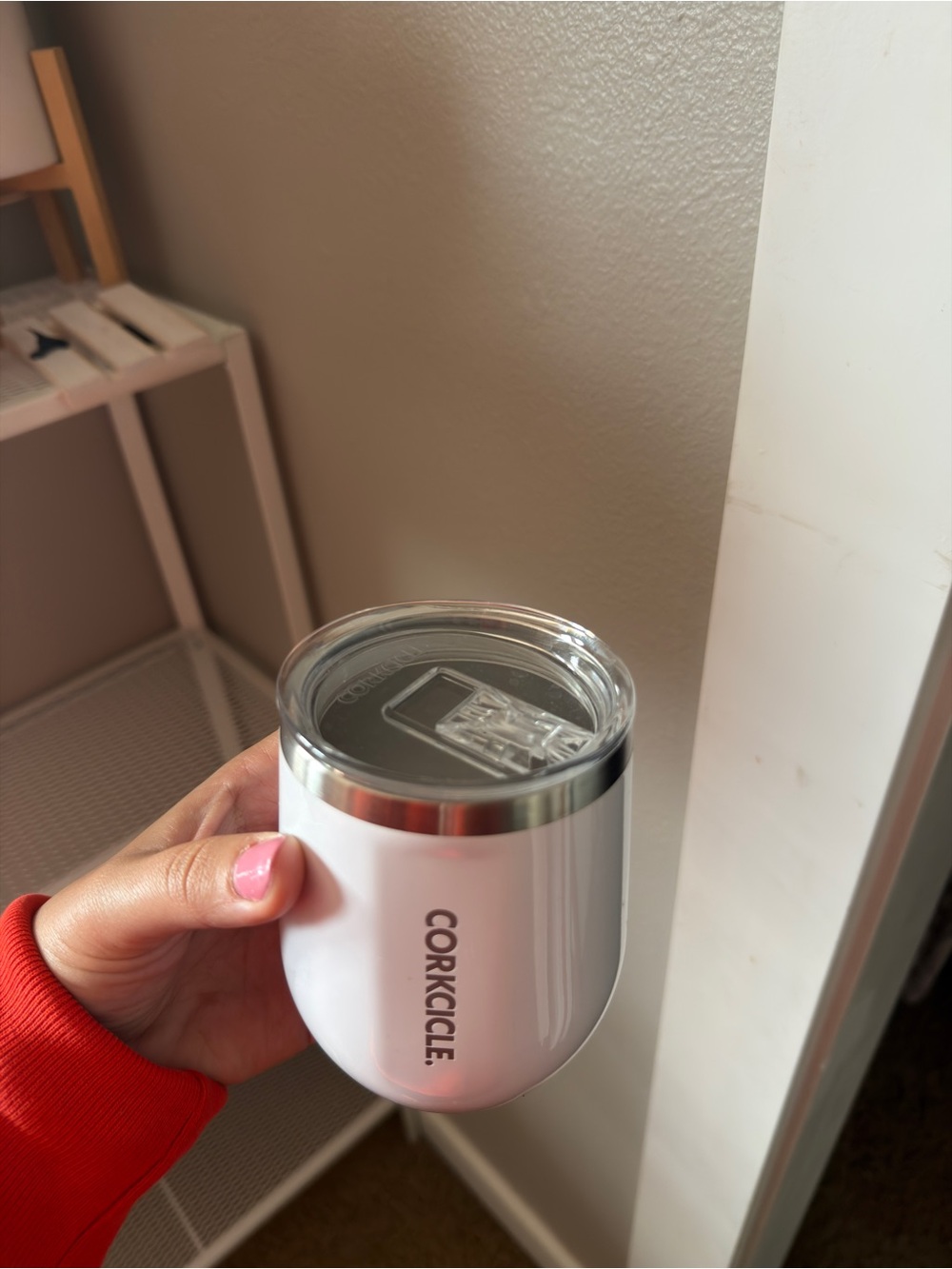 Corkcicle White Insulated Stemless Cup with Clear Lid